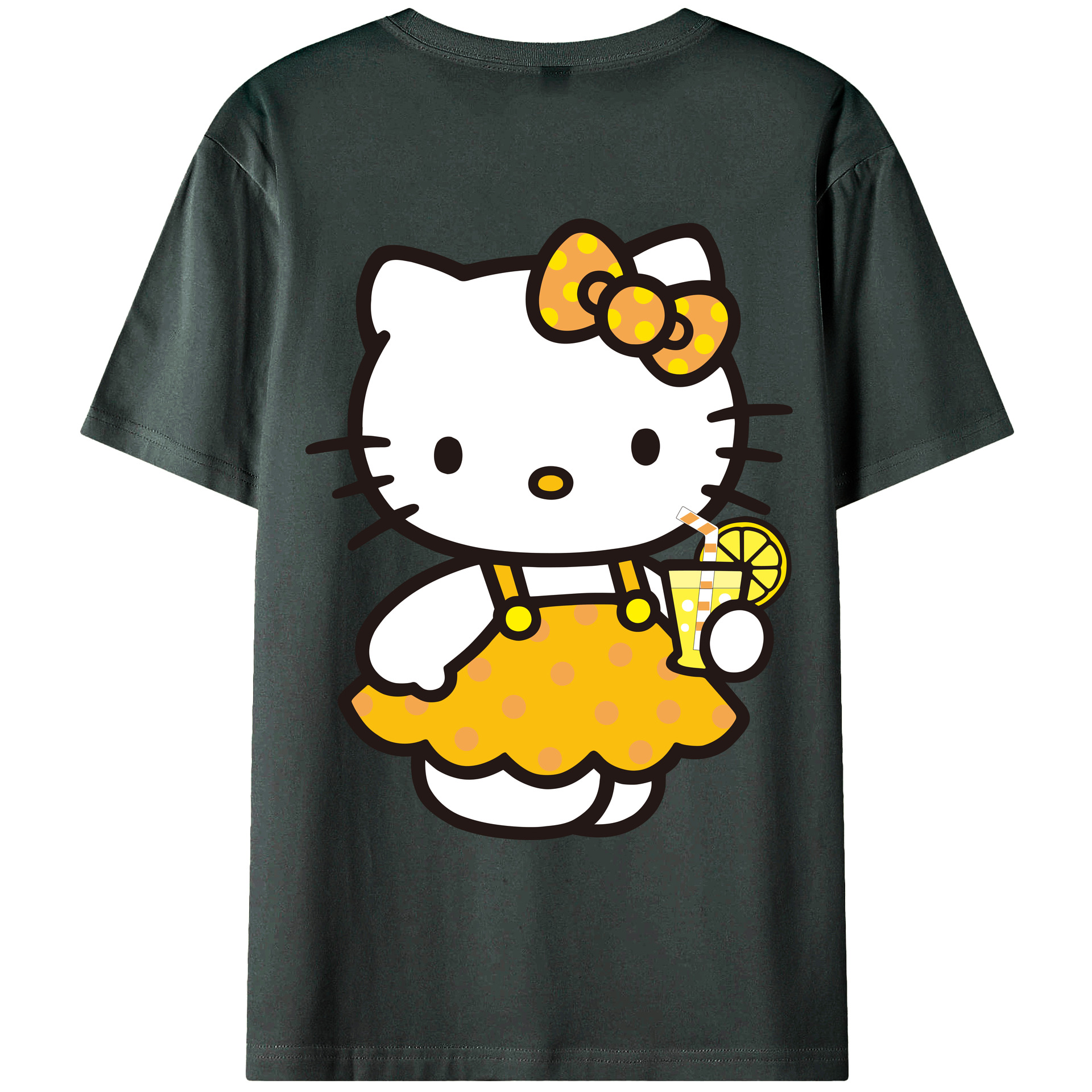 （画像用） Hello Kitty ハローキティ 綿100％ メンズ半袖Tシャツ（バックプリント） 通気性